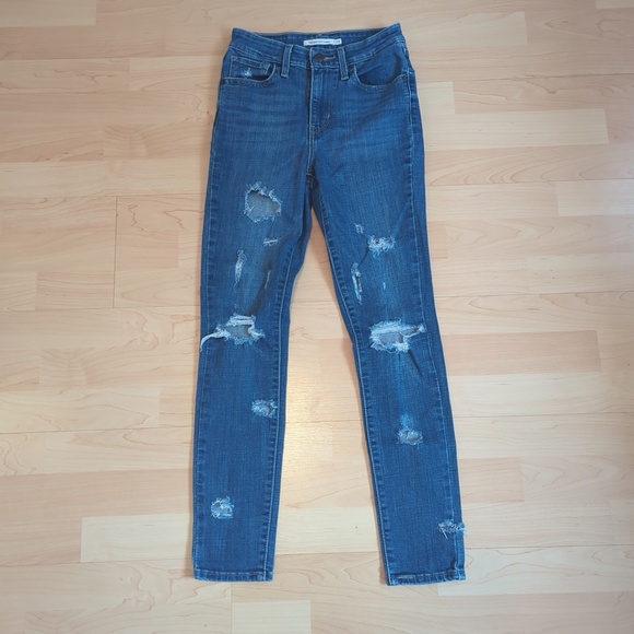 Levi's 721 Women's Distressed Ripped Skinny Jeans - Picture 3 of 12